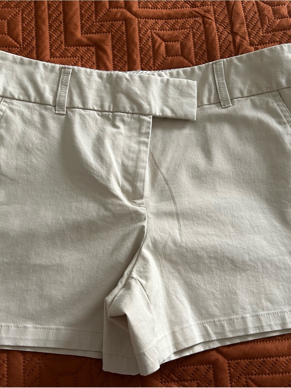 LOFT Cream High-Rise Tailored Shorts